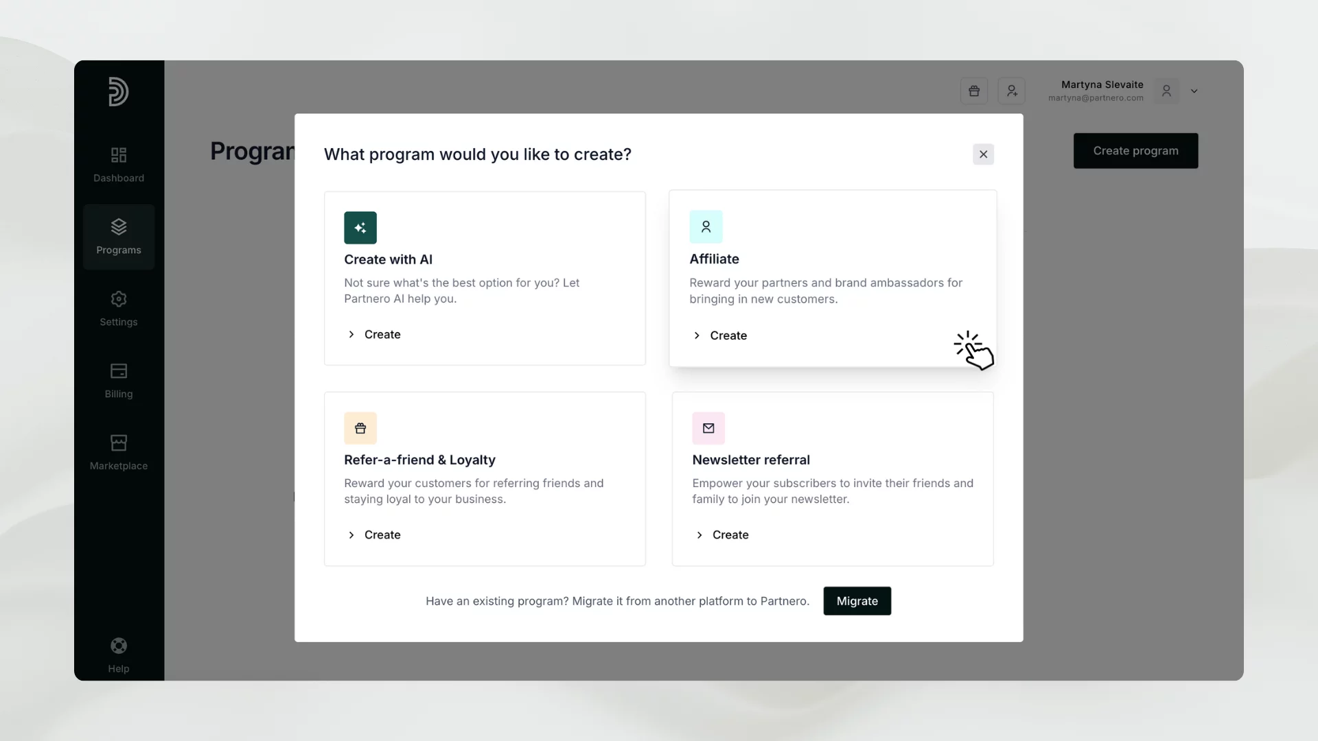 Create an affiliate program
